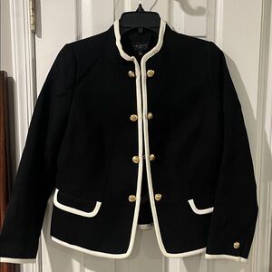 Talbots Black Blazer with White Trim and Gold Buttons